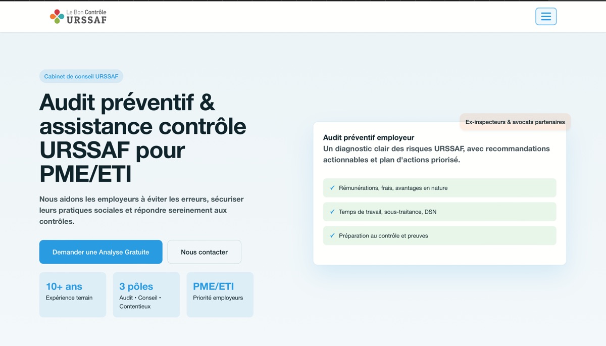 Site controle-urssaf.com, le site du cabinet