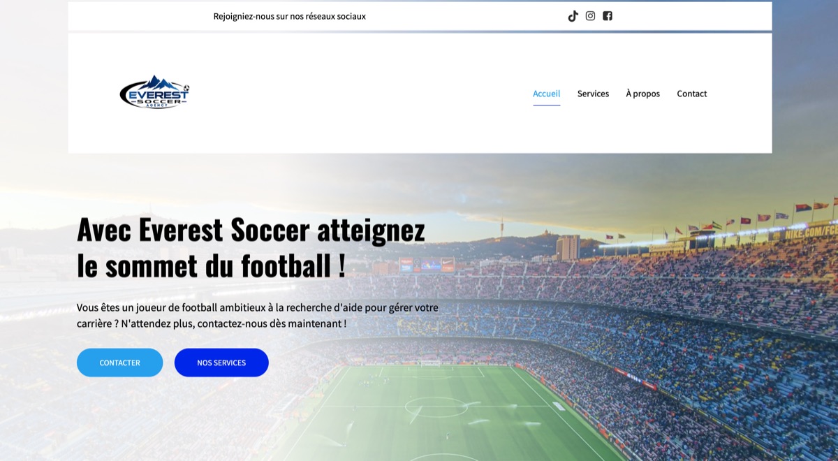 Site Everest Soccer, agence de joueurs de football