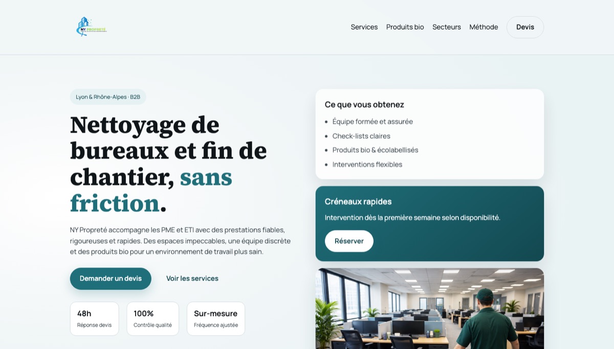 Site NY Propreté, nettoyage B2B à Lyon