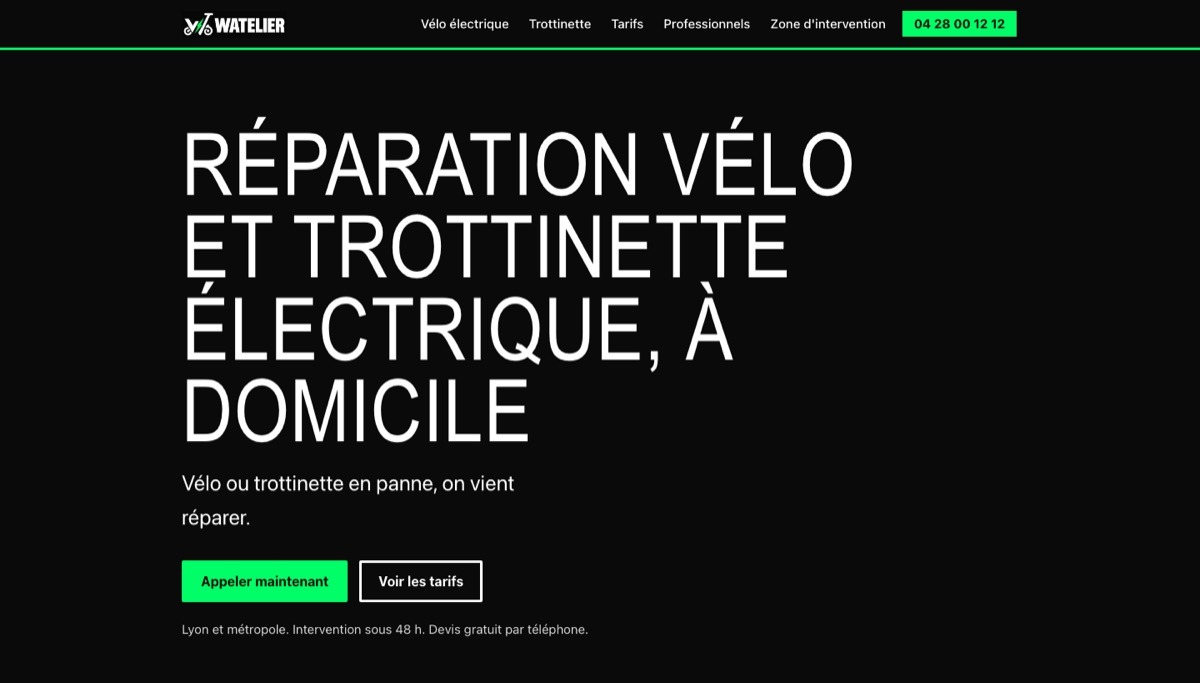 Site Watelier, réparation vélo et trottinette électrique